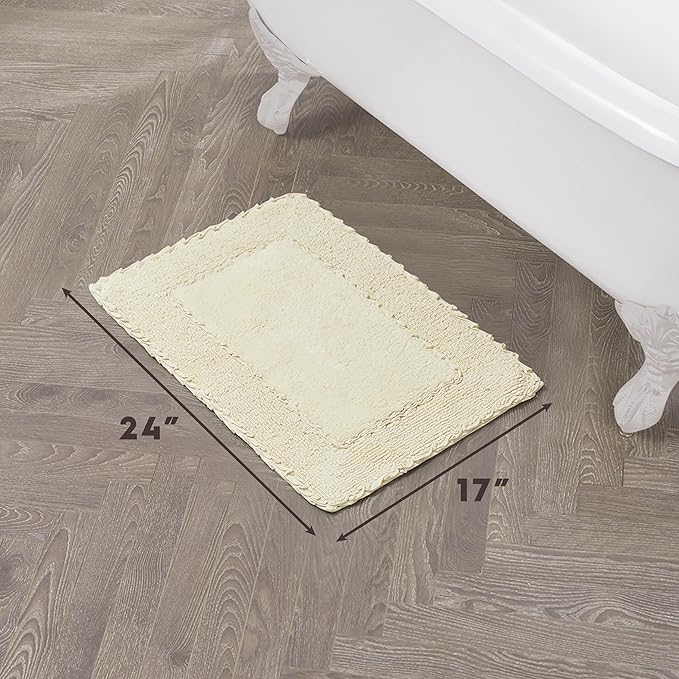 Laura Ashley Ruffle Border 100% Cotton Bath Rug, Yellow, 17"x 24"