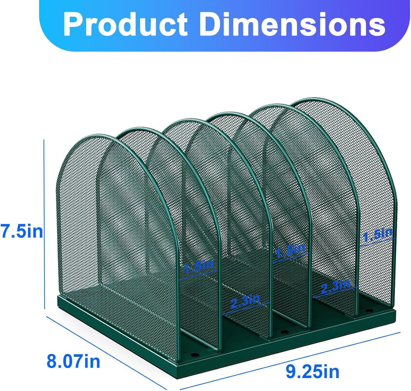 gianotter Desktop File Organizer, Desk Organizer with 5 Compartments, Paper Organizer for Desk, Workspace Organizers for Office Supplies (Green)