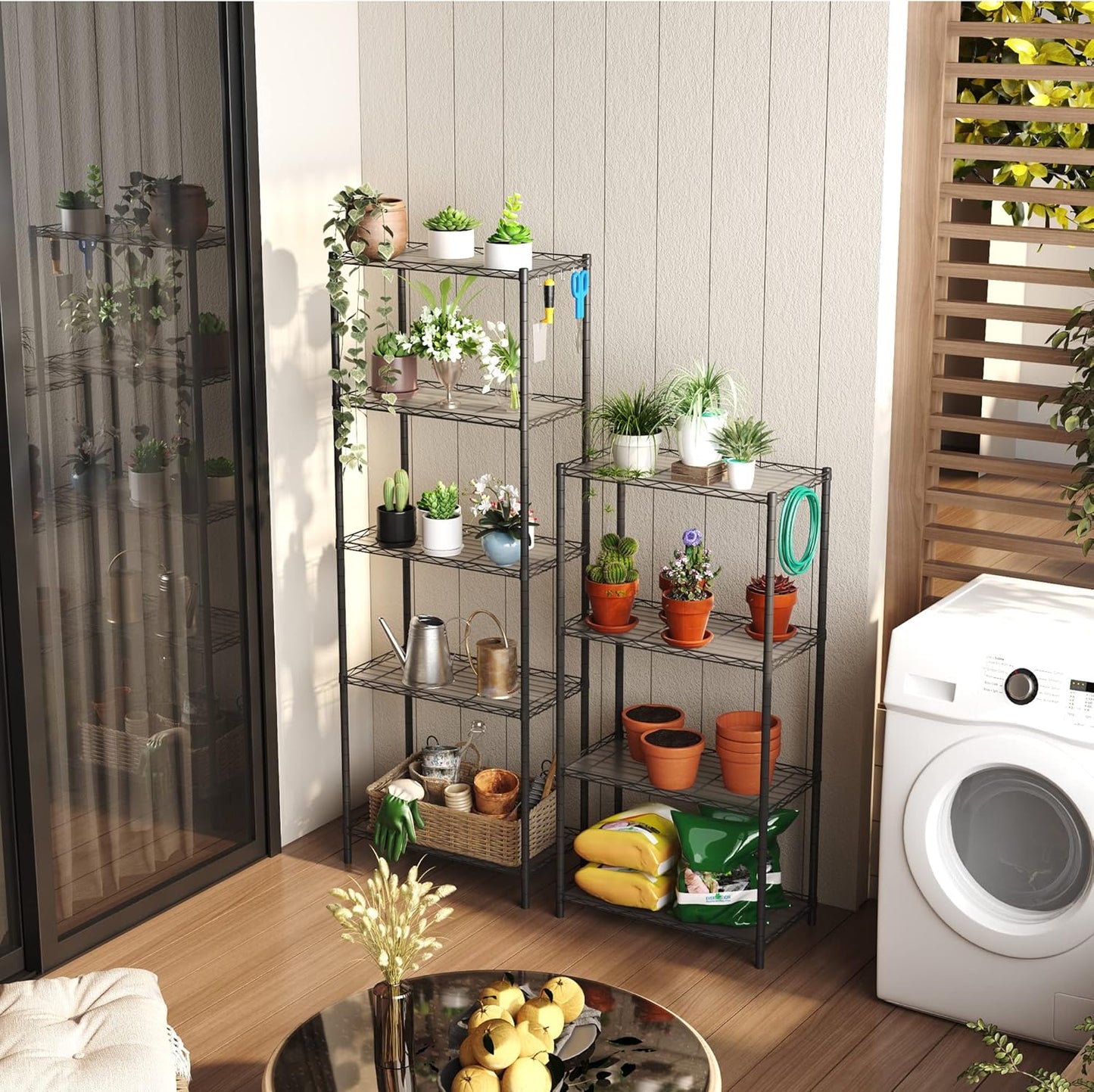 HOMEFORT 4-Shelving Unit, Adjustable Wire Shelving, Metal Wire Shelf Rack Organizer for Kitchen, Pantry, Closet, Bathroom, Laundry, Black,21" W x 11" D x 43" H