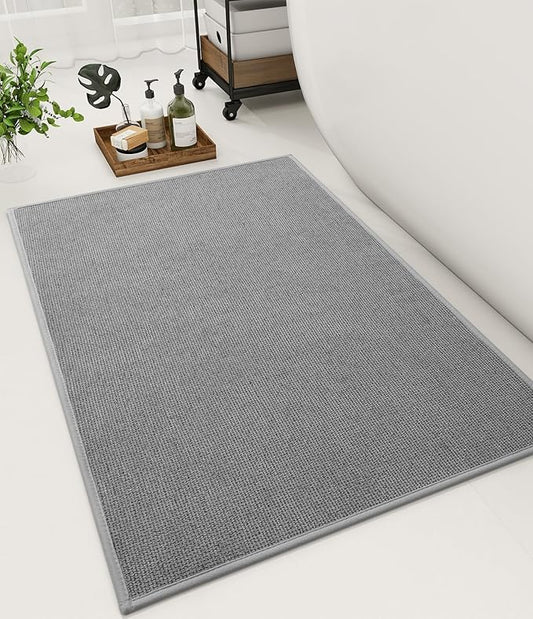 YIHOUSE Bathroom Rugs Mat 24x36, Non Slip Quick Dry Bath Mats for Bathroom Absorbent Ultra Thin Bath Rugs Machine Washable Fit Under Door for Sink, Cabinet, Laundry (Grey, 24"x36")