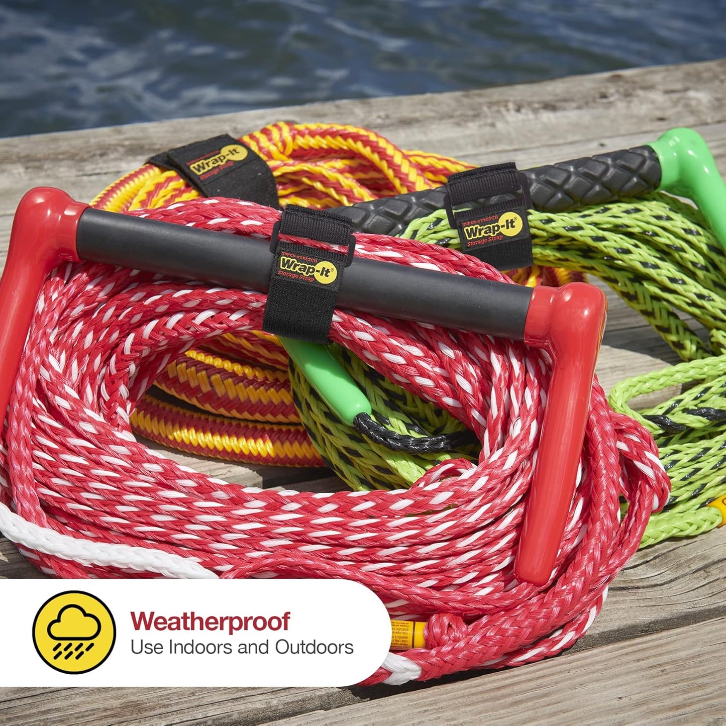 Super-Stretch Wrap-It Storage Straps - 9" (10 Pack) - Elastic Cinch Straps for Extension Cord Management, Cable Storage, Hose Organizer with Hook and Loop Closure to Strap Your Hose, Rope, and More