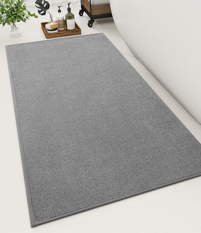 YIHOUSE Bathroom Rugs Mat 24x47, Non Slip Quick Dry Bath Mats for Bathroom Absorbent Ultra Thin Bath Rugs Machine Washable Fit Under Door for Sink, Cabinet, Laundry (Grey, 24"x47")
