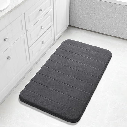 Yimobra Large Bath Mat 36"x24", Super Soft Quick Dry Memory Foam Bathroom Rug, Water Absorbent, Non Slip Backing Machine Washable for Tub Shower, Thick Comfort Support, Dark Gray