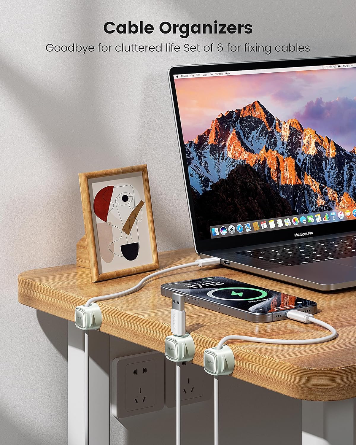 12 Pack Magnetic Cable Clips – Cord Organizer & Holder, Toocki Adhesive Cable Management, Wire Holder for USB Charging Cables, Ideal for Home, Office, Car, Desk, and Nightstand-Green