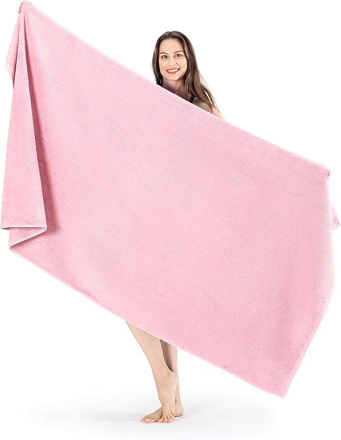 SALBAKOS 100% Turkish Cotton Jumbo Bath Sheet Towel Oversized 40x80 inch | Premium Hotel & Spa Quality, Soft, Absorbent, XL Bath Towels | Made in Turkey (Pack of 1, Rose, Jumbo Bath Sheet)