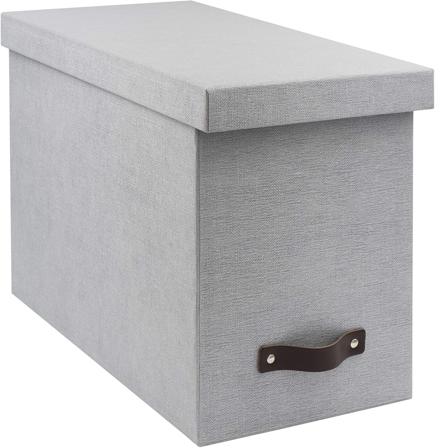 Bigso John Desktop File Box | File Storage Box and Document Organizer for Important Paperwork | Durable Hanging File Box with a Lid and Leather Handle | 7.4’’ x 13’’ x 10.4’’ | Ash