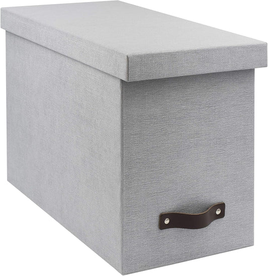 Bigso John Desktop File Box | File Storage Box and Document Organizer for Important Paperwork | Durable Hanging File Box with a Lid and Leather Handle | 7.4’’ x 13’’ x 10.4’’ | Ash
