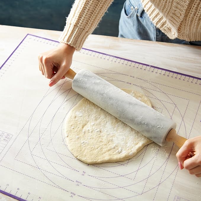 Silicone Pastry Mat Large, Nonstick Rolling Mat with Measurement Markings in Inches and Centimeters, Conversion Charts, BPA Free, Dishwasher Safe, Heat Resistant to 450°F