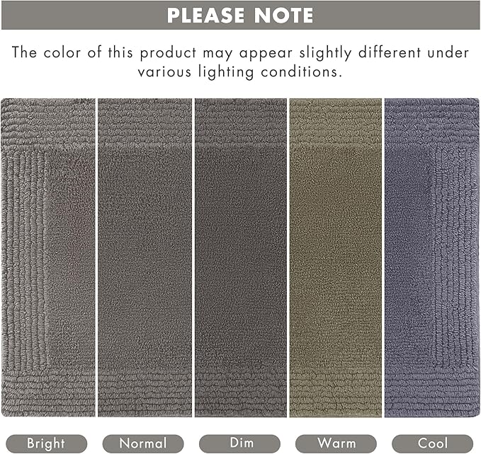 Madison Park Splendor Reversible 100% Cotton Tufted Bathroom Rug-3000 GSM Hotel Quality Luxurious Plush Medium Pile Bath Mat Absorbent, Quick Dry, Shower Room Décor, 24x44 Charcoal