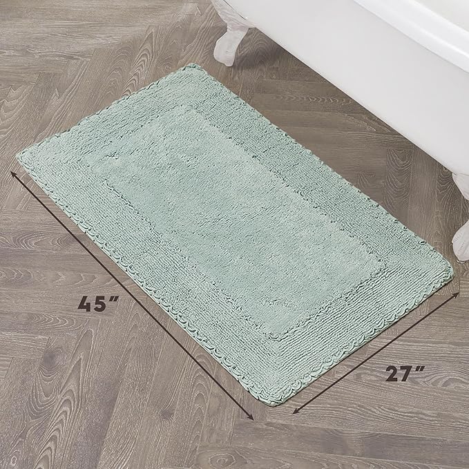 Laura Ashley Ruffle Border Aqua 27"x 45" 100% Cotton Bath Rug