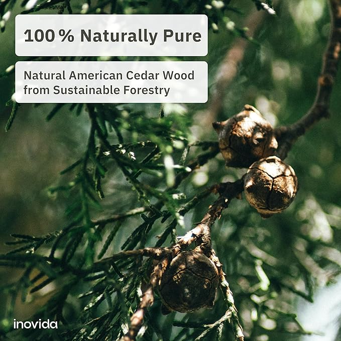 16 American Cedar Wood Blocks – Stop Clothes Damage - Wardrobe Freshener – Premium American Cedarwood Flowers for Fresh Scent in Drawers and Closets - Inovida
