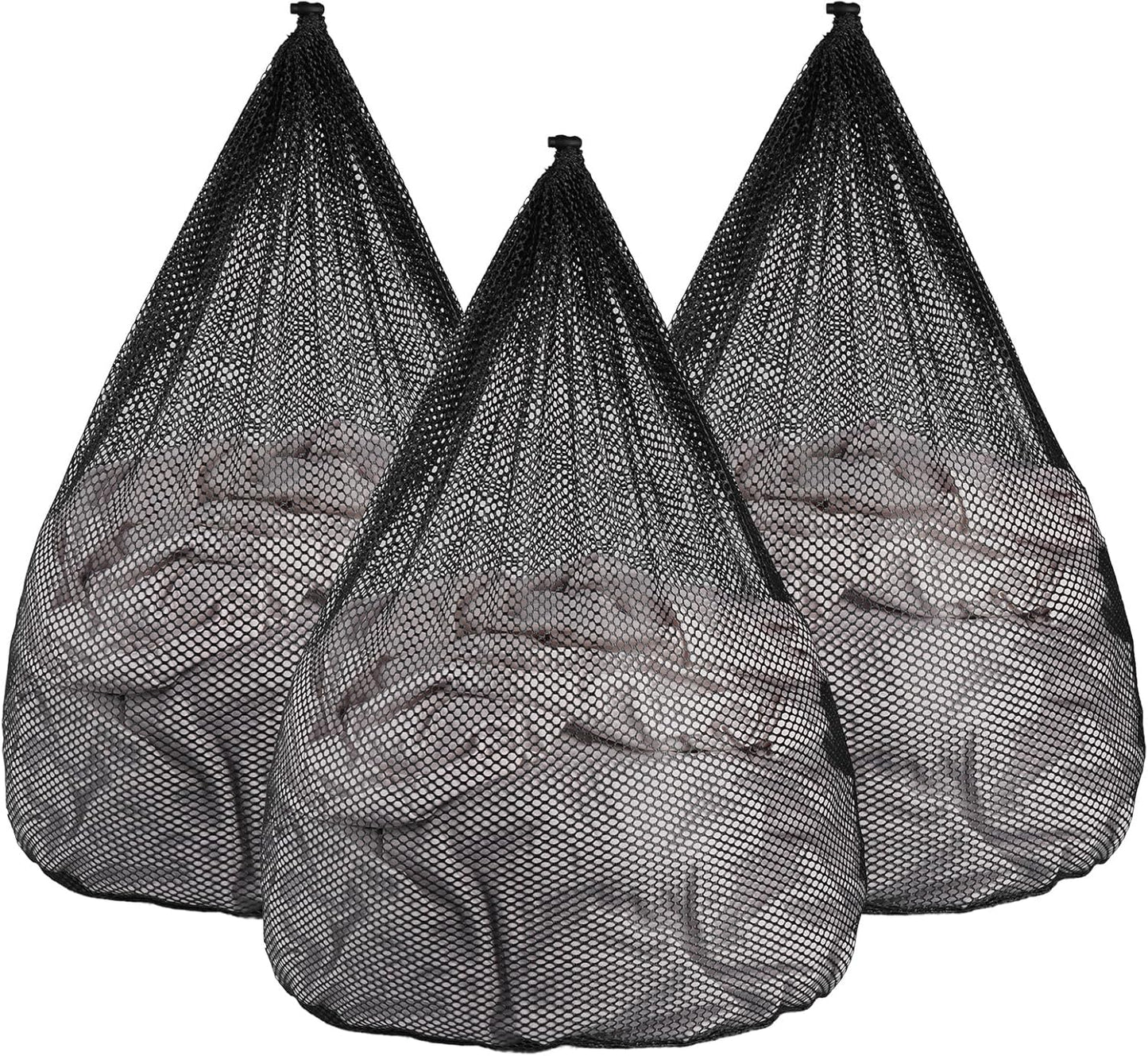 3Pcs Mesh Laundry Bags Washing Machine Mesh Wash Bags Jumbo for Delicates Clothes,Bed Linen,Toys with Drawstring Closure Sturdy (Black, Jumbo 3 pcs)