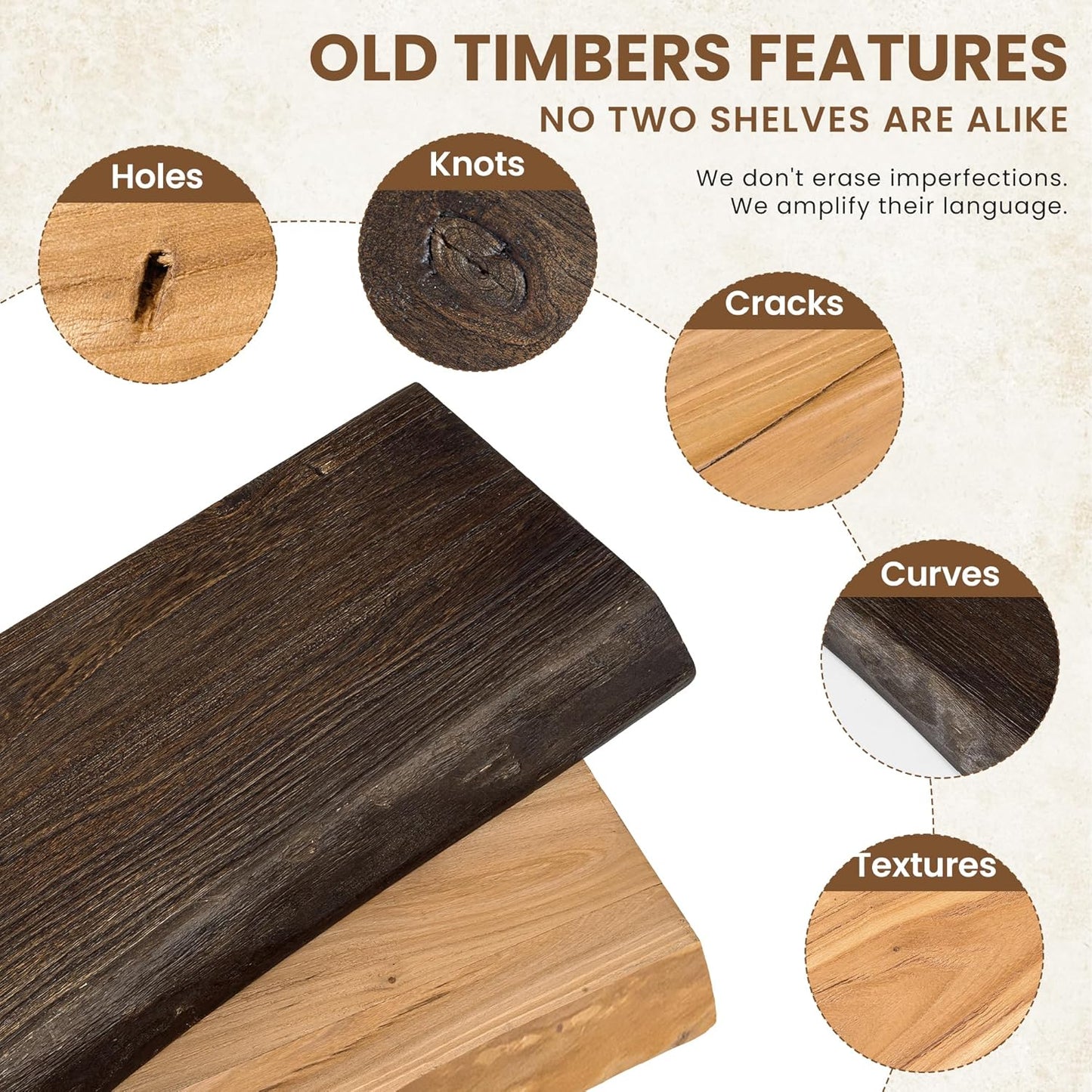 Floating Shelves, 8" Deep Rustic Solid Wood Wall Mounted Floating Shelves, Wall Shelves with Invisible Bracket for Living Room Bathroom Bedroom Kitchen, 36 Inch Set of 2, Natural