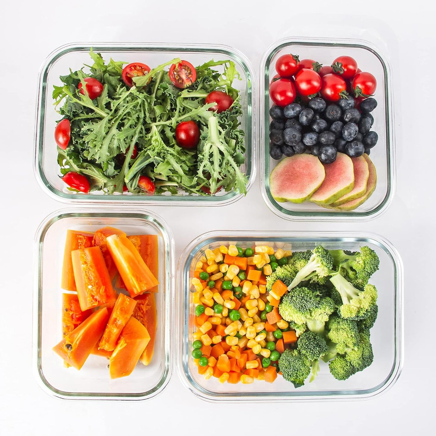 10 Pack Glass Storage Containers For Food, Airtight Meal Prep Containers with Lids Leak-proof, Glass Lunch Boxes Microwave, Freezer & Dishwasher Safe (34oz & 12oz)