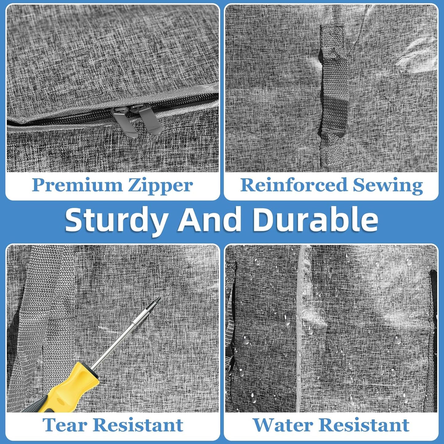 8 Pack-Extra Large Heavy Duty Moving Bags - Waterproof Storage Totes with Handles & Zippers, Foldable for College Dorm, Storage (Gray)