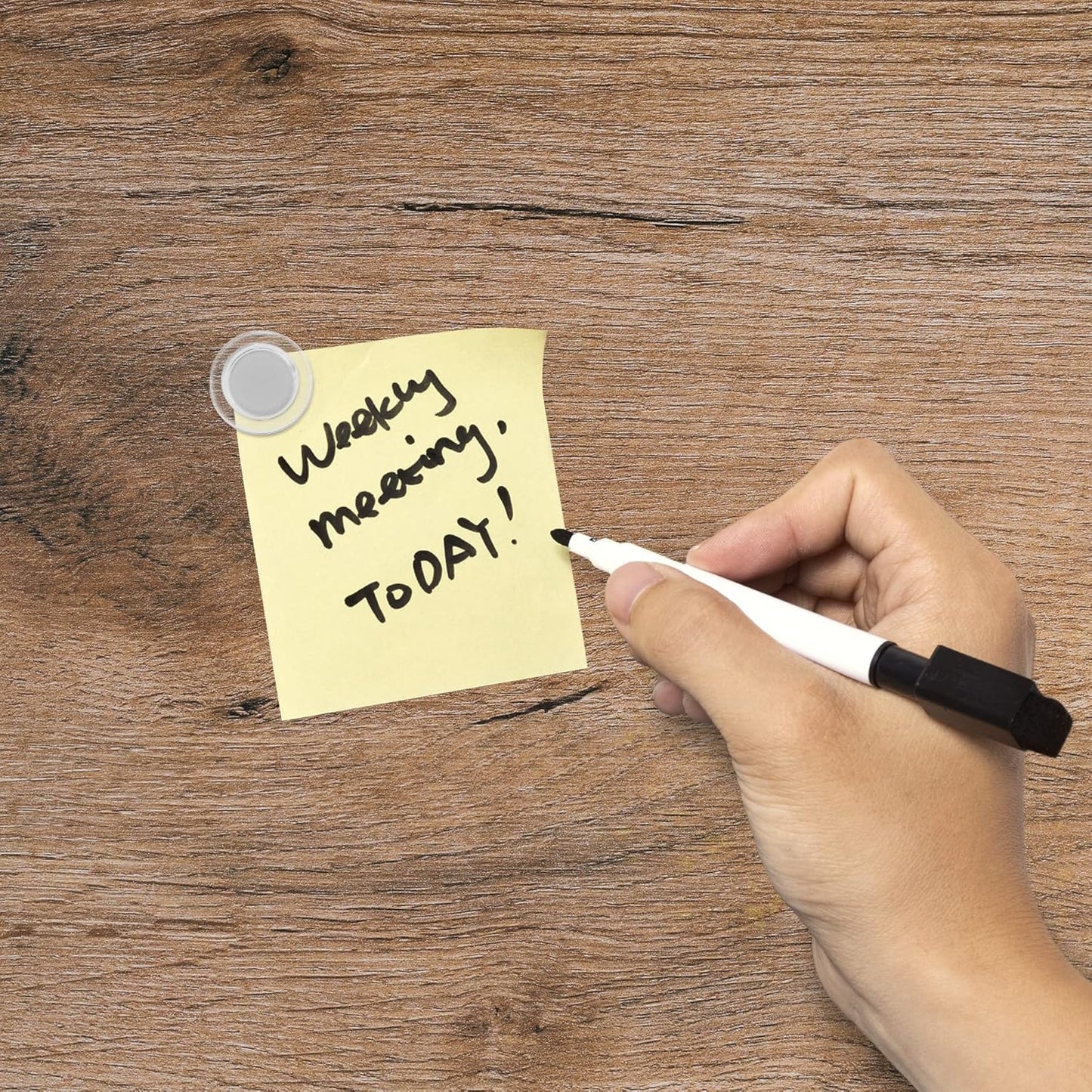 Navaris Magnetic Dry Erase Board - 16 x 24 inches Decorative White Board for Wall with Design, Includes 5 Magnets and Marker - Dark Wood