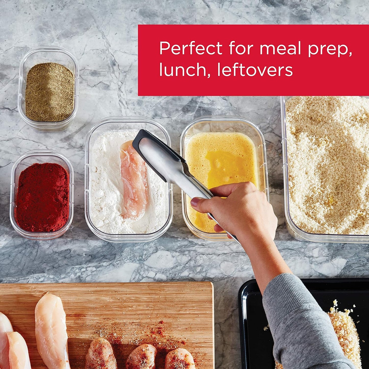 Rubbermaid Brilliance BPA-Free Food Storage Containers Multi Pack, 1.3 Cup Plastic Containers with Lids, 5 Pack, Leak Proof, Microwave & Dishwasher Safe