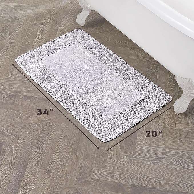 Laura Ashley Ruffle Border 100% Cotton Bath Rug, Purple, 20"x 34"