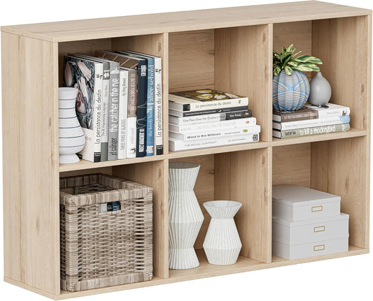 Wooden Cube Storage Organizer with Closed Back Panel, 11in Cube Shelf Opening, Bookshelf, Display Shelf,Closet Cabinet for Home and Office (White Oak, 6-Cube 35.98L*9.45W*24.09H)