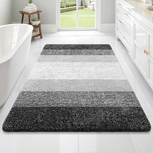 OLANLY Bathroom Rugs Mat 70x46, Extra Soft Absorbent Microfiber Bath Rugs, Rubber Backing, Quick Dry, Machine Washable Bath Mats for Bathroom Floor, Tub and Shower, Home Decor Accessories, Black