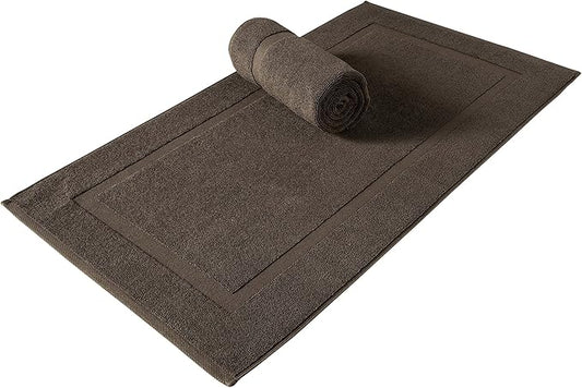 SALBAKOS 100% Turkish Cotton Bath Mat Set 2-Piece - 20x34 inch, Premium Quality Hotel & Spa Collection, Soft, Absorbent, Long Lasting, Durable Bathroom Rugs | Made in Turkey (Chocolate, 2 Bath Mats)