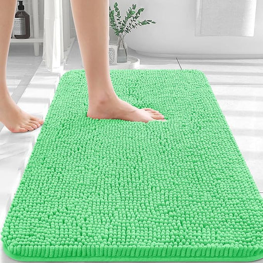 OLANLY Bathroom Rugs 36x24, Extra Soft Absorbent Chenille Bath Rugs, Rubber Backing Quick Dry, Machine Washable Bath Mats for Bathroom Floor, Tub and Shower, Home Decor Accessories, Mint Green