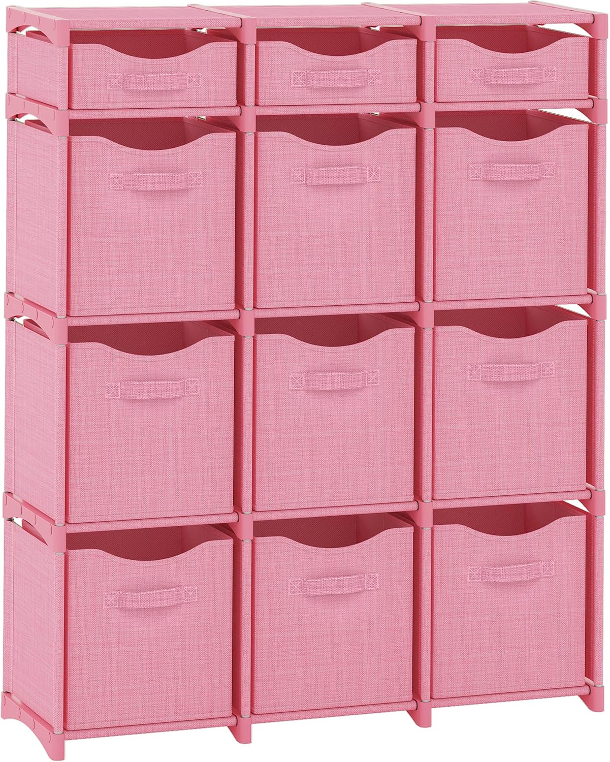 12 Cube Closet Organizers And Storage | Includes All Storage Cube Bins | Easy To Assemble Closet Storage Unit With Drawers | Room Organizer For Clothes, Baby Closet Bedroom, Playroom, Dorm (Pink)