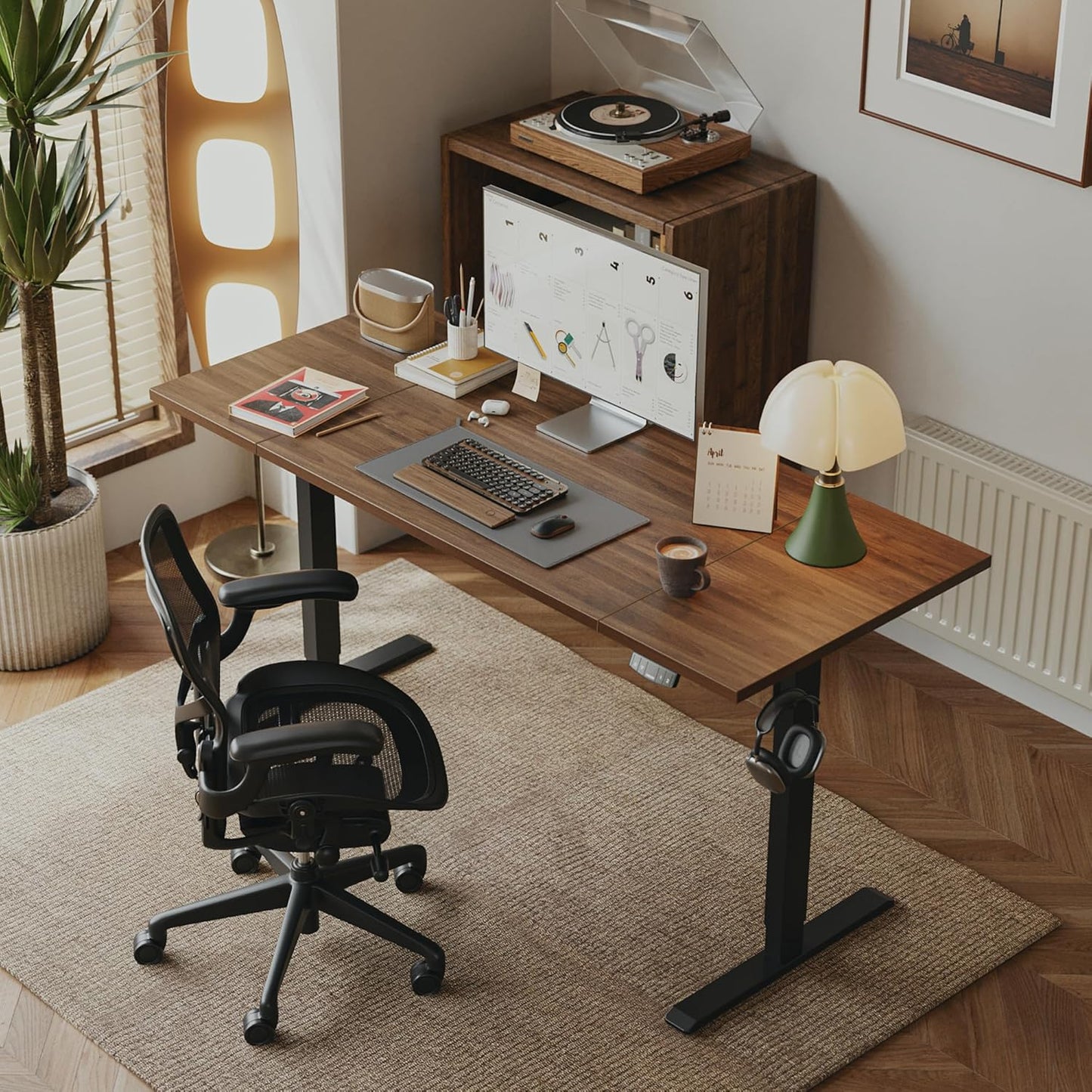 Agilestic Electric Standing Desk, Large 71 x 24 Inches Height Adjustable Desk, Sit Stand Up Workstation for Home Office, Ergonomic Rising Gaming Computer Table with Memory Preset, Dark Walnut