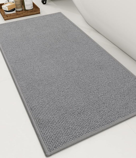 YIHOUSE Bathroom Rugs Mat 16x32, Non Slip Quick Dry Bath Mats for Bathroom Absorbent Ultra Thin Bath Rugs Machine Washable Fit Under Door for Sink, Cabinet, Laundry (Grey, 16"x32")