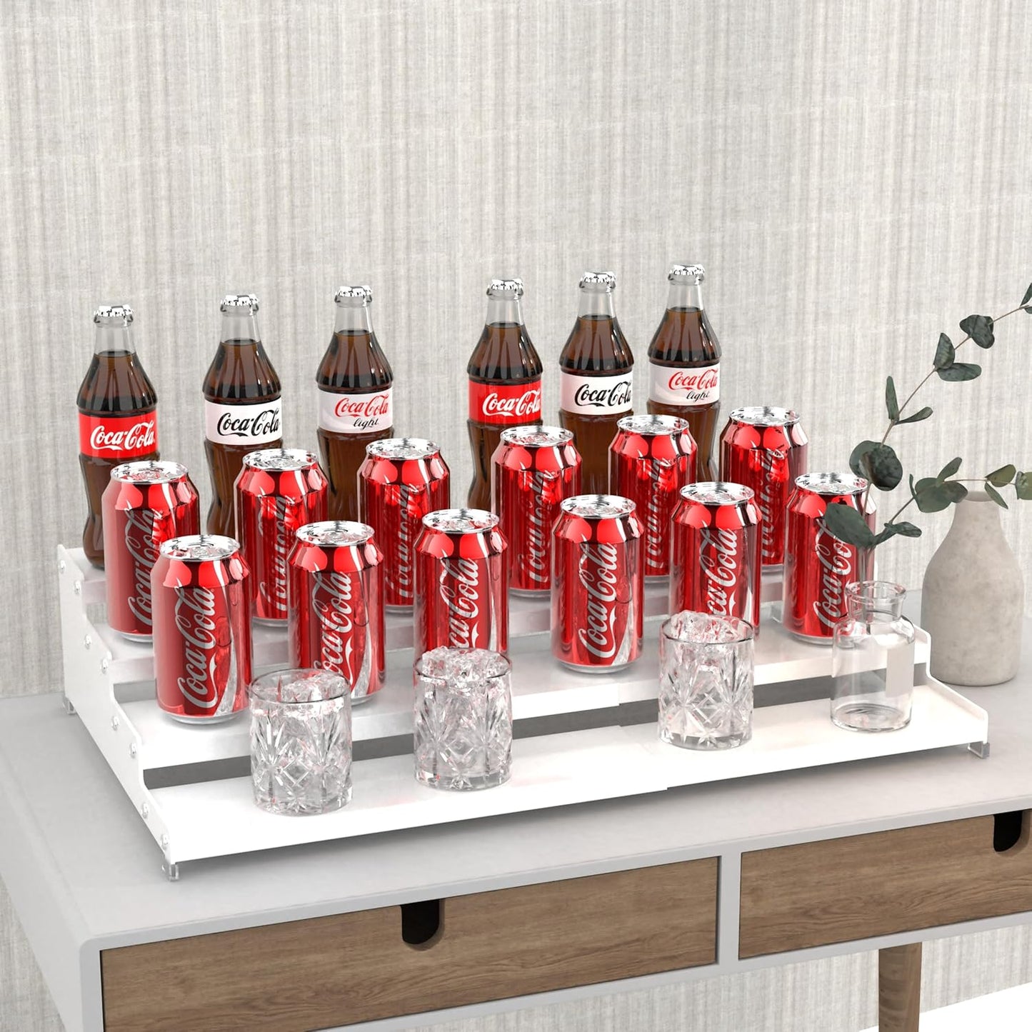 Expandable 4-Tier Step Spice Rack Organizer for Kitchen Cabinet Modern Design and Non Skid Space Saving Storage Shelf for Countertop Cabinets Pantry(1Pack/White)