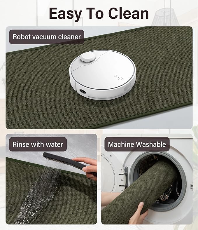 YIHOUSE Bathroom Rugs Mat 24x47, Non Slip Quick Dry Bath Mats for Bathroom Absorbent Ultra Thin Bath Rugs Machine Washable Fit Under Door for Sink, Cabinet, Laundry (Dark Green, 24"x47")