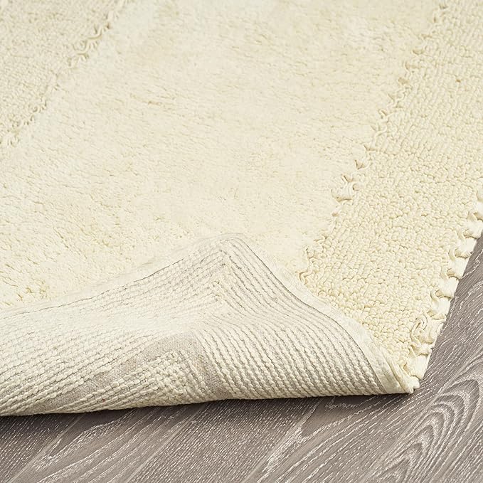 Laura Ashley Ruffle Border 100% Cotton Bath Rug Set, Yellow, 17" x 24"/ 20" x 32"