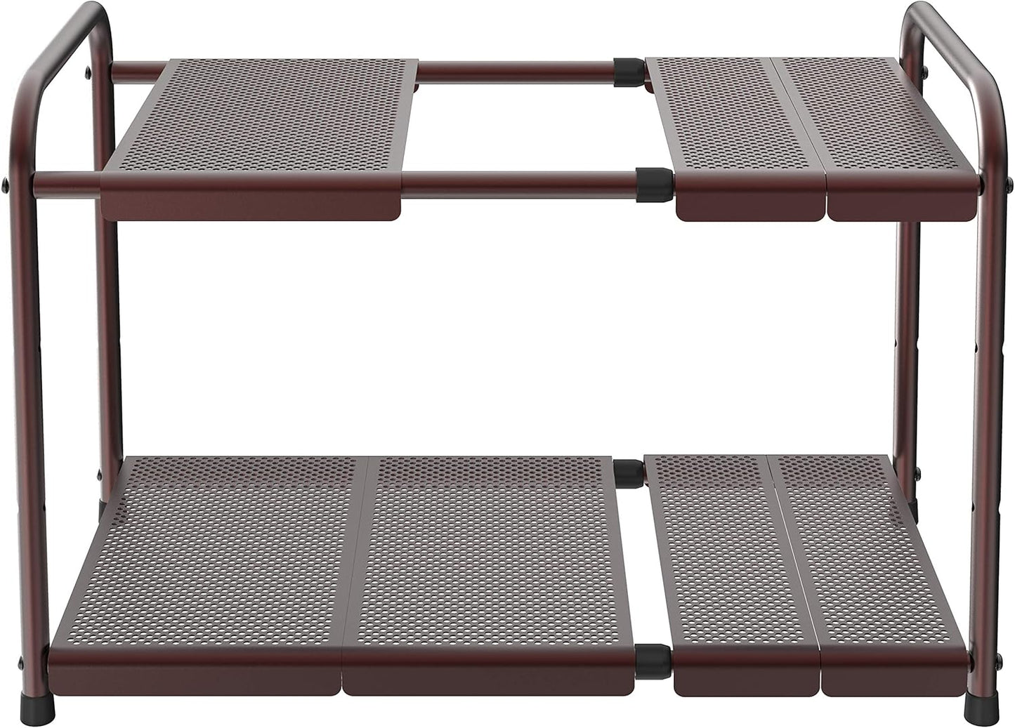 Simple Houseware Under Sink 2 Tier Expandable Heavy Duty Metal Shelf Organizer Rack, Bronze (Expand from 15 to 25 inches)