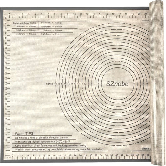 Silicone Pastry Mat 26x34 Inch Baking Mat with Measurement, Perfect for Dough, Pastry, Pie Crust, Fondant, Cookies, Bread, Pasta, Pizza, Food Grade Kitchen Counter Mats