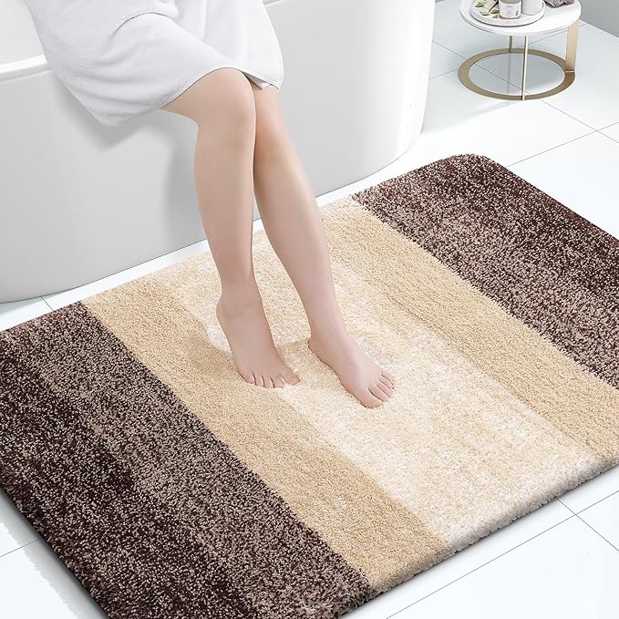 OLANLY Bathroom Rugs Mat 44x32, Extra Soft Absorbent Microfiber Bath Rugs, Rubber Backing, Quick Dry, Machine Washable Bath Mats for Bathroom Floor, Tub and Shower, Home Decor Accessories, Brown