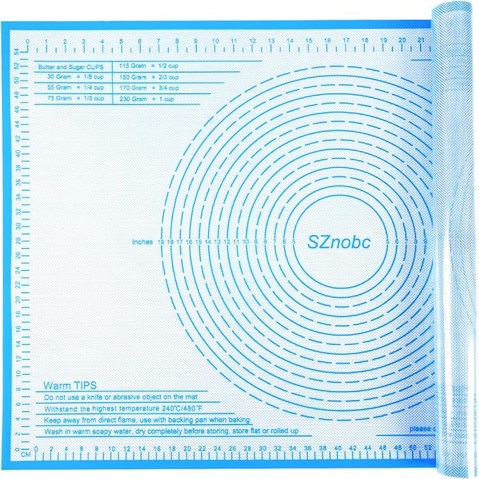 Extra Large Silicone Pastry Mat 36x24 Inch - Nonstick Baking Mats with Measurements, Great for Dough Rolling, Pastry, Pie Crust, Fondant, Cookies, Bread, Pasta, Pizza, Counter Mat