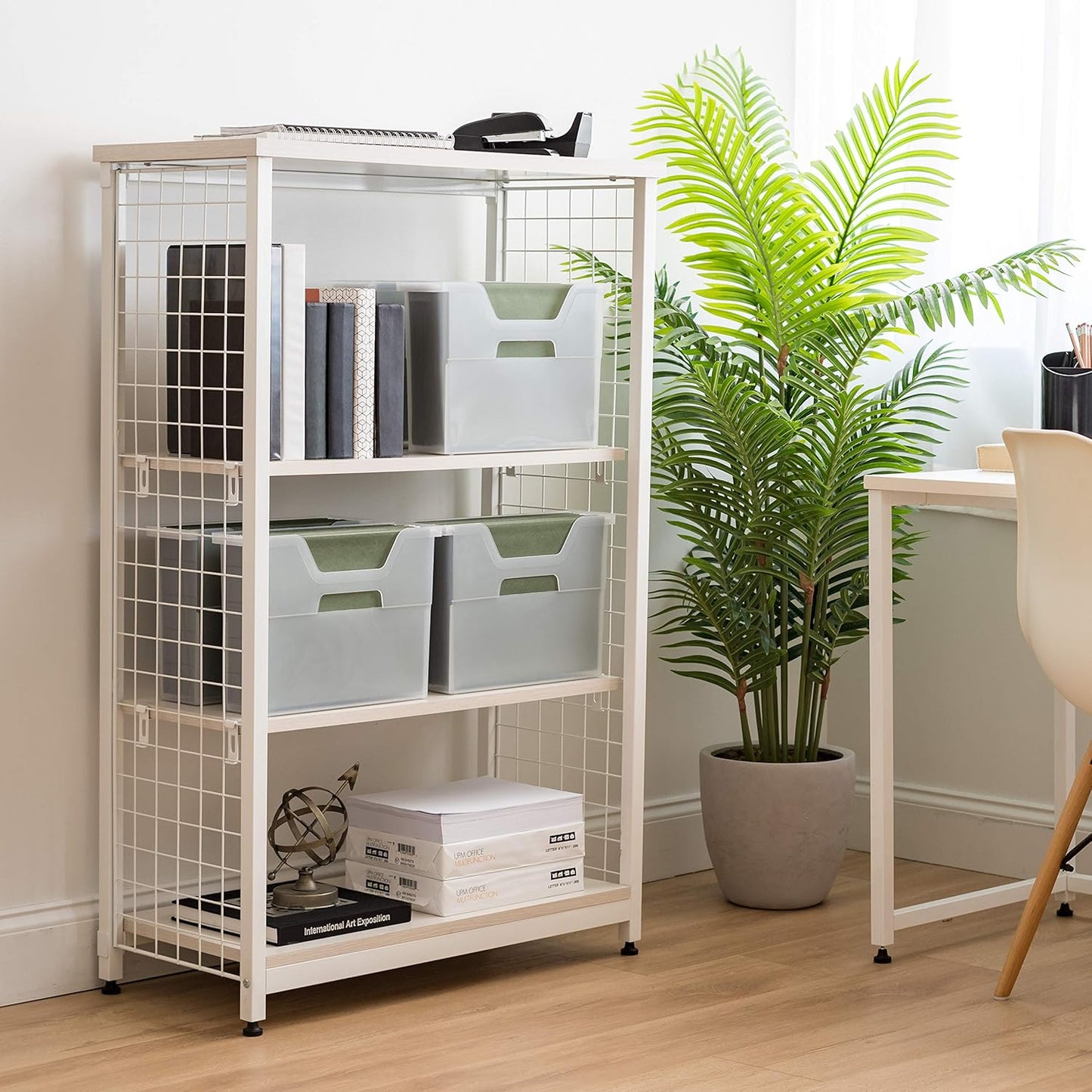 IRIS USA Small Portable Desktop File Box with Open Lid, 6 Pack, Side Handles, Hanging File Folders, Tabs & Inserts, Letter Size, Magazines, Newspapers, Mail, Books, Notebooks, Clear