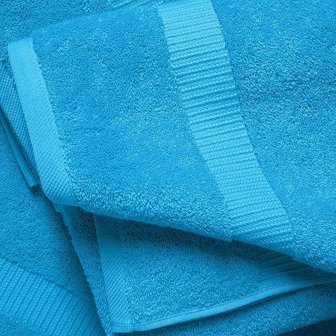 SALBAKOS 100% Turkish Cotton Extra Large Bath Sheet Set of 2 35x70 inch | Heirloom Quality | Hotel & Spa Collection | Soft, Absorbent Oversize Bath Towels | Made in Turkey (Aqua, 2 Bath Sheets)