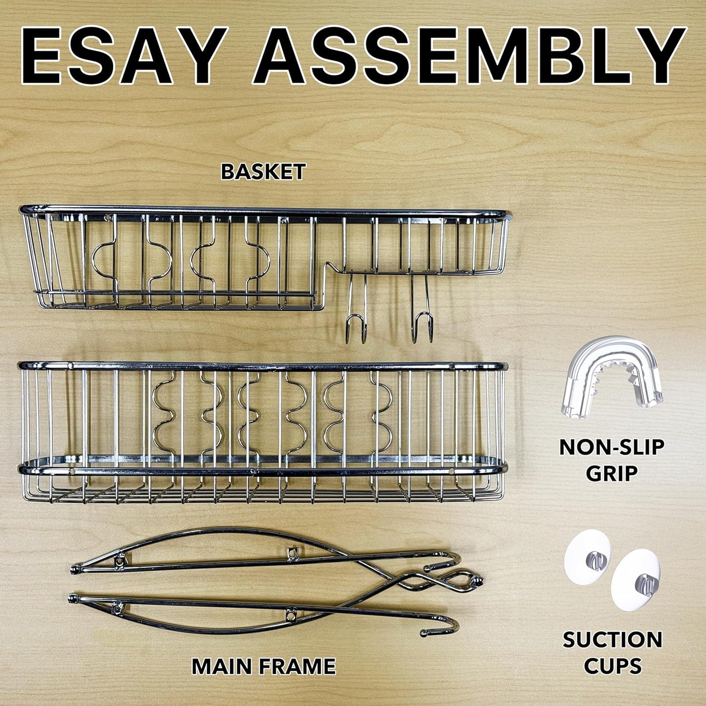 SIMPLE HOUSEWARE Stainless Steel Bathroom Hanging Shower Head Caddy Organizer (26 x 16 x 5.5 inches)