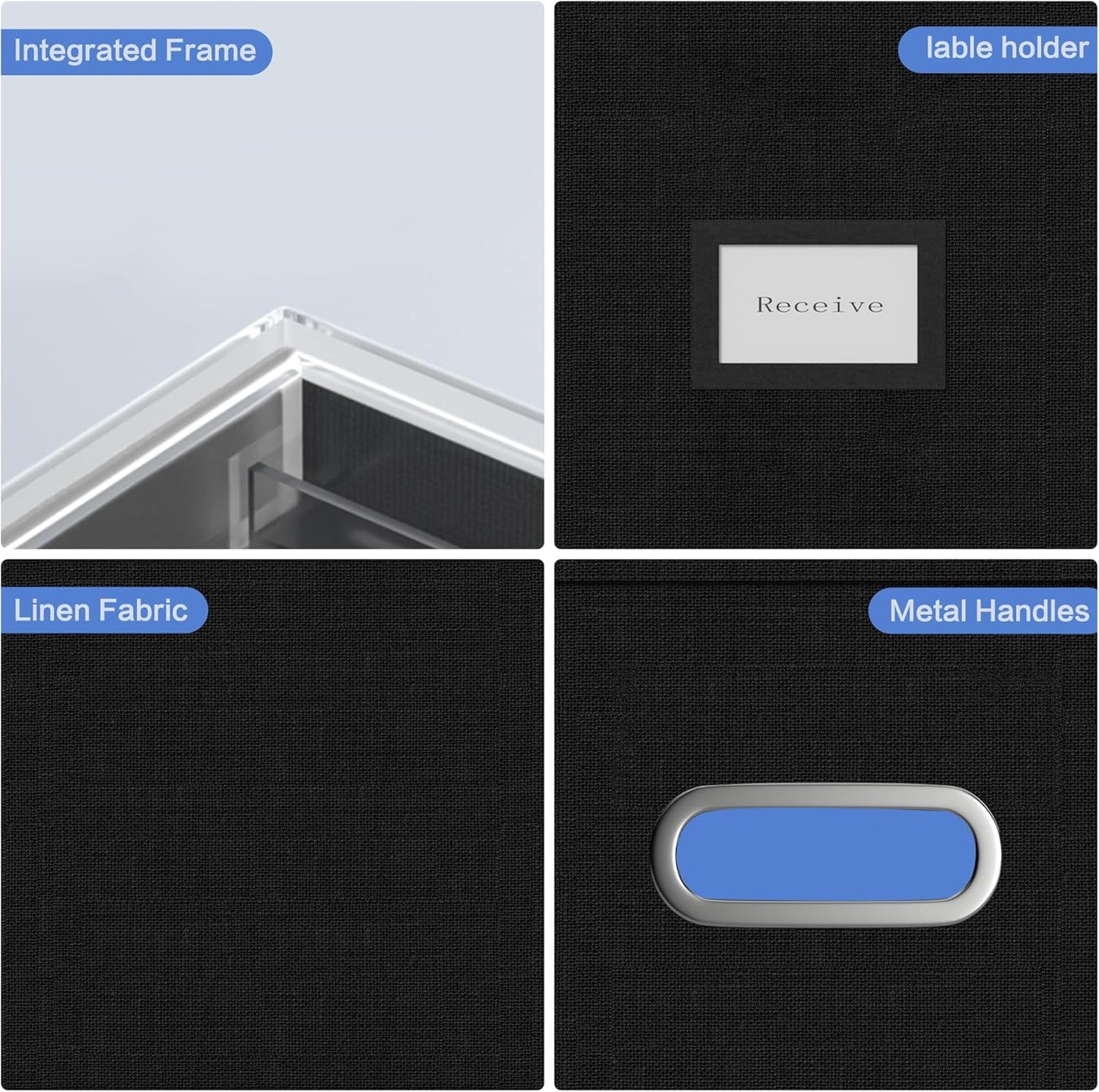 File Organizer Box - File Boxes for Hanging Files with Lid Set of 3 Decorative Hanging Folders Organizer with One-Piece Plastic Frame Slides (Black, 13.2 * 10.1 * 10.1in(2Pack))