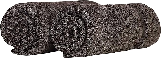 SALBAKOS 100% Turkish Cotton Extra Large Bath Sheet Set of 2 35x70 inch | Heirloom Quality | Hotel & Spa Collection | Soft, Absorbent Oversize Bath Towels | Made in Turkey (Chocolate, 2 Bath Sheets)