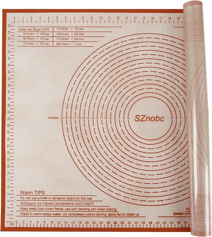 Extra Large Silicone Pastry Mat 34x26 Inch - Nonstick Baking Mats with Measurements, Great for Dough Rolling, Pastry, Pie Crust, Fondant, Cookies, Bread, Pasta, Pizza, Counter Mat