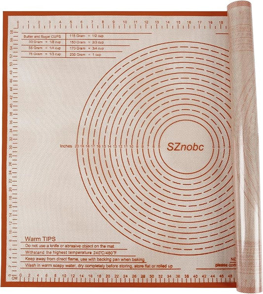 Extra Large Silicone Pastry Mat 34x26 Inch - Nonstick Baking Mats with Measurements, Great for Dough Rolling, Pastry, Pie Crust, Fondant, Cookies, Bread, Pasta, Pizza, Counter Mat