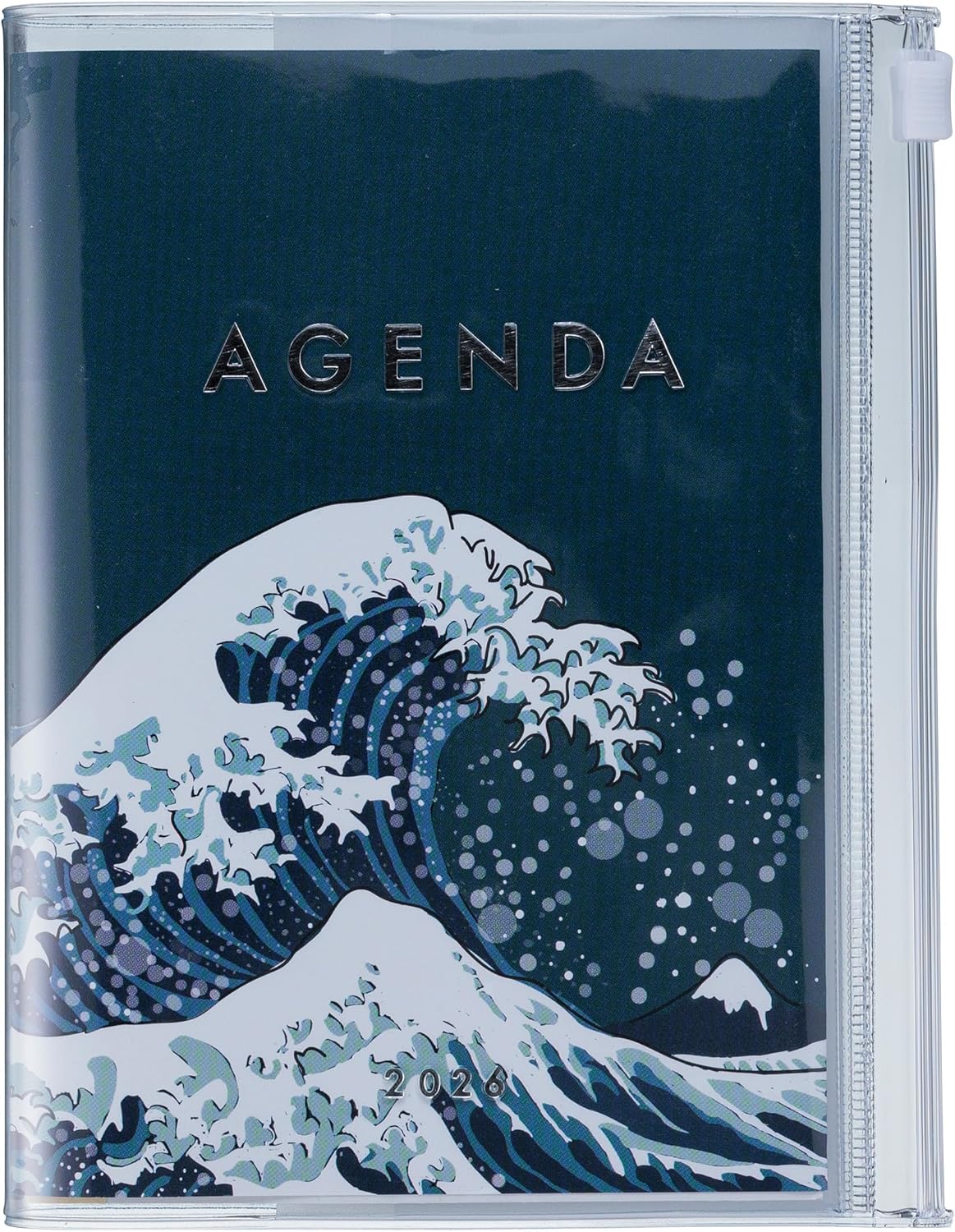MARK'STYLE A6 Weekly Vertical Planner 16 Months (Sep. 2025 – Dec. 2026) with Soft Transparent PVC Cover,Refillable, Pocketed, for Daily Organizing & Planning (Wave Navy)