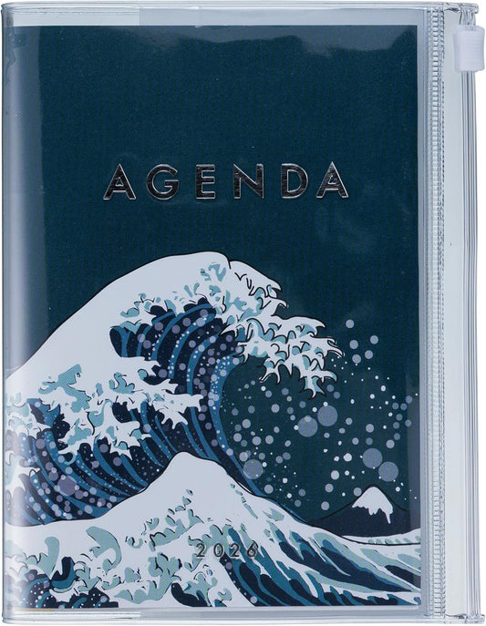 MARK'STYLE A6 Weekly Vertical Planner 16 Months (Sep. 2025 – Dec. 2026) with Soft Transparent PVC Cover,Refillable, Pocketed, for Daily Organizing & Planning (Wave Navy)