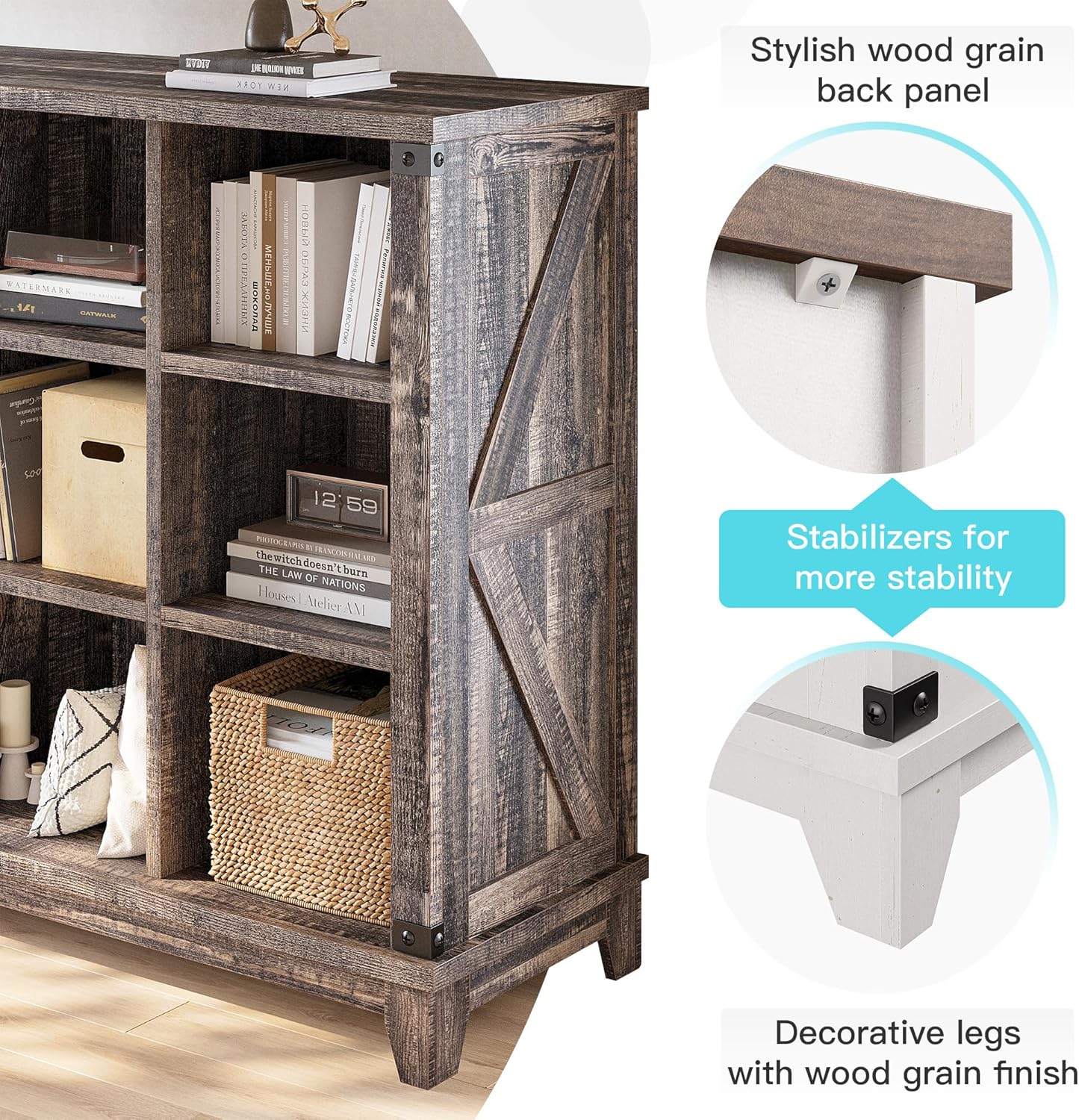 EnHomee 9 Cube Storage Organizer and Shelves, Cubby Storage Organizer, Bookshelves with Storage for Home and Bedroom, Black Oak