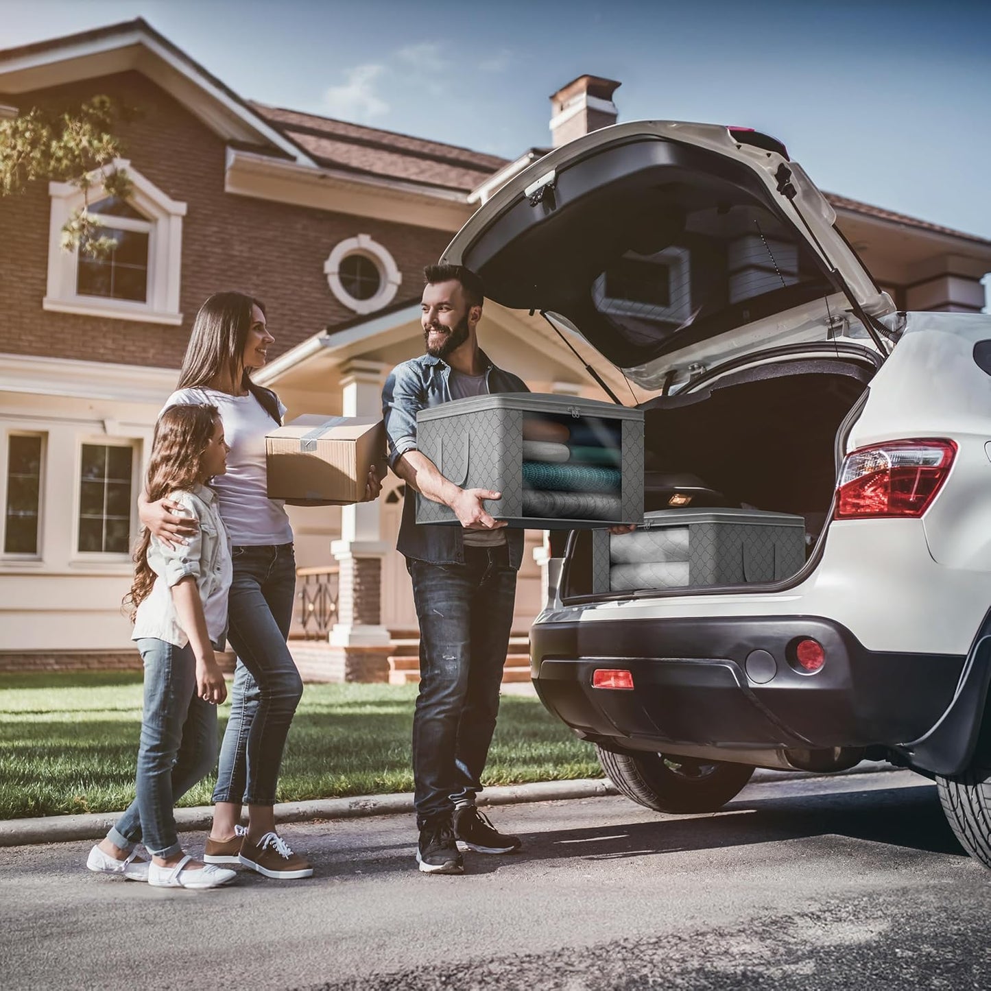 Sorbus Foldable Storage Bag Organizers, Large Clear Window & Carry Handles, Great for Clothes, Blankets, Closets, Bedrooms, and more