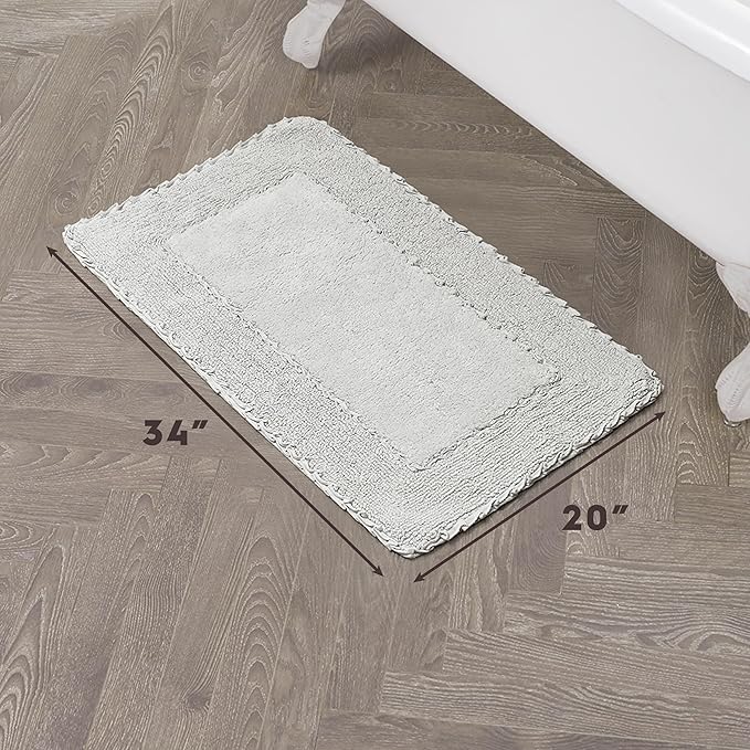 Laura Ashley Ruffle Border 100% Cotton Bath Rug, Light Grey, 20"x 34"