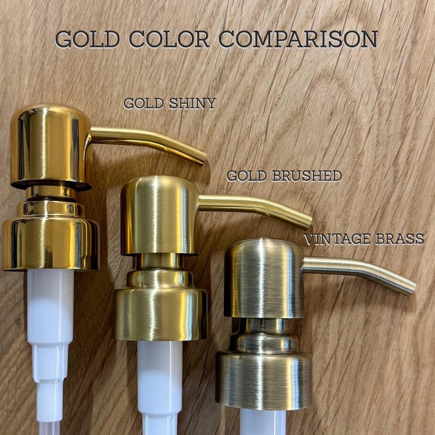 ALTGLAS Four Pack - 4X Stainless Steel Soap Dispenser Pump 'Zagreb' as Replacement for Liquid Hand Soap Bottles (Vintage Brass) - Fits e.g. Jack Bottle