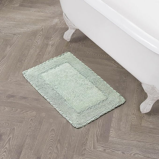 Laura Ashley Ruffle Border 100% Cotton Bath Rug, Sage Green, 17"x 24"